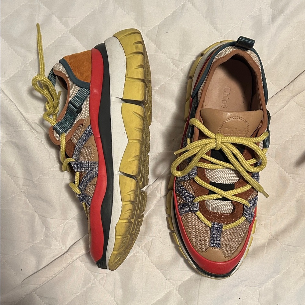 Chloe Women's Sneakers with Yellow and Red Accents